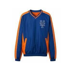 Vintage New York Mets Pullover Windbreaker Jacket XXL Blue & Orange Retro MLB